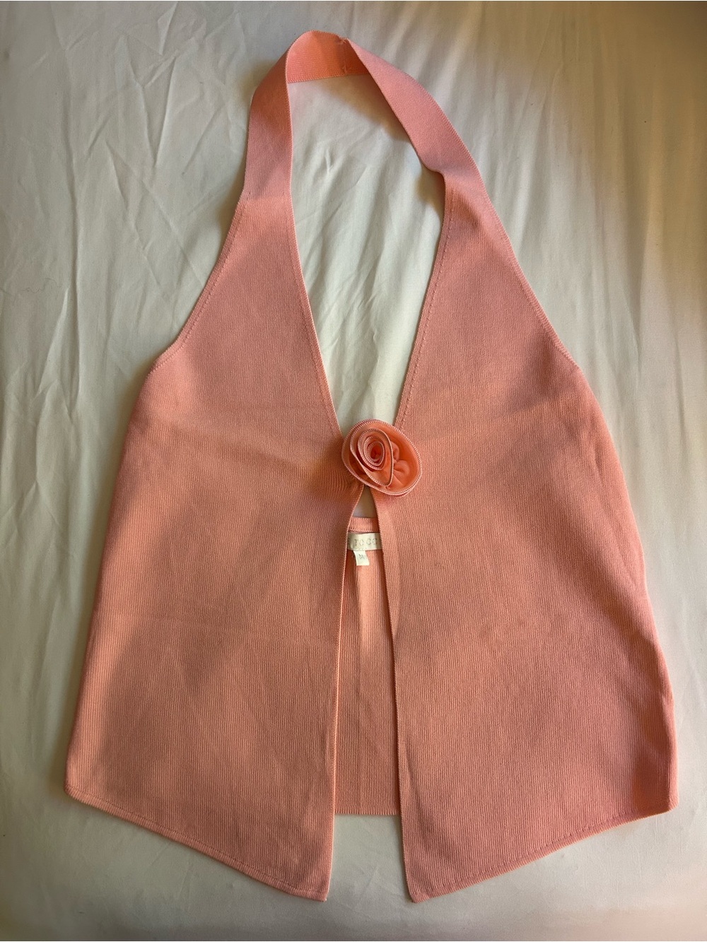 More to Come Halter Knit Top Rosette Closure